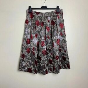 Floral Women's Skirt - Red and Gray